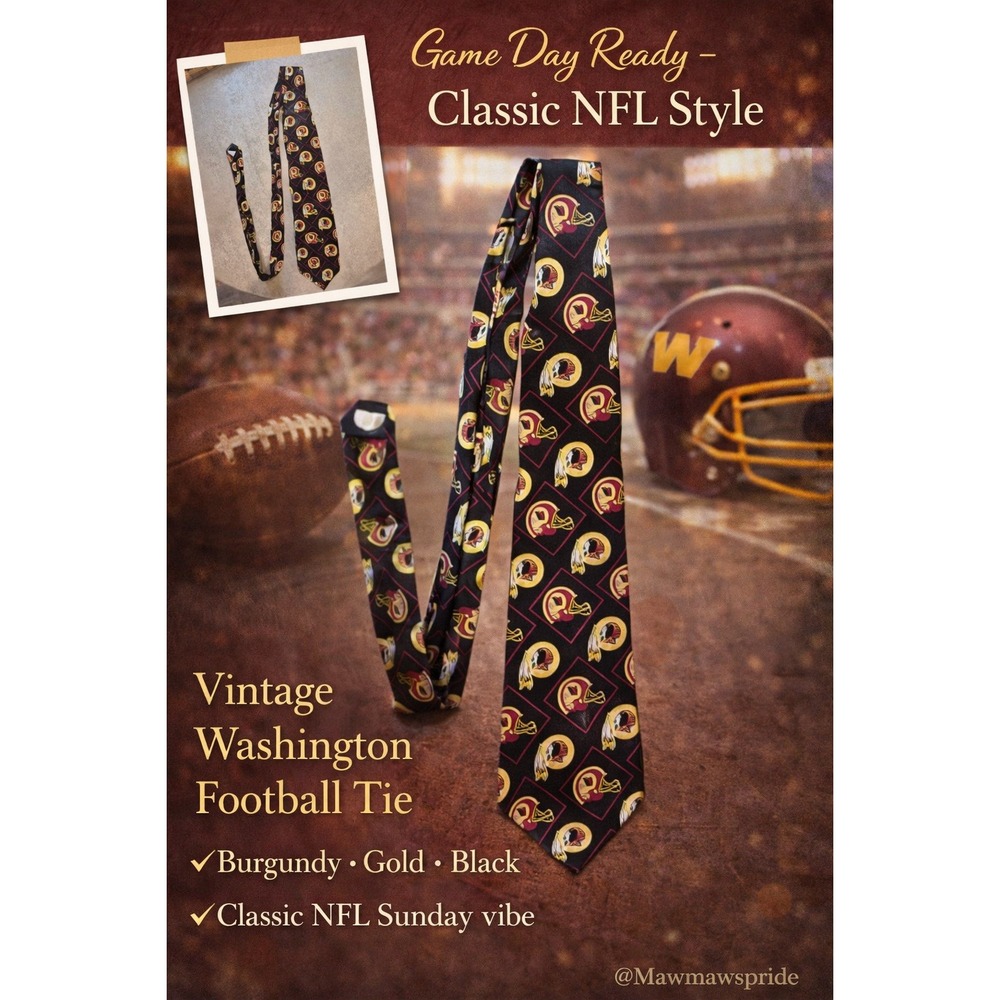 Vintage Washington Redskins Tie RM Sport NFL Football Burgundy Gold‎ Black